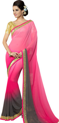 

Saara Self Design, Solid Fashion Georgette Saree(Pink, Grey)