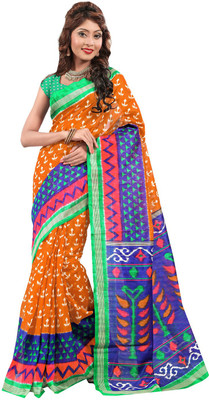 

Ishin Printed Fashion Art Silk Saree(Orange)