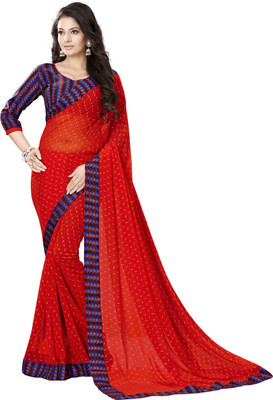 

Jiya Self Design, Printed Fashion Georgette Saree(Red, Multicolor), Multicolor;red