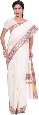 

Darps Self Design Balarampuram Cotton Saree(Multicolor), Cream