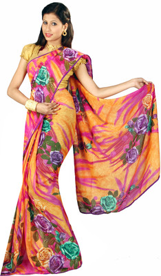 

Anushree Saree Floral Print Fashion Georgette Saree(Multicolor), Yellow