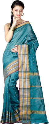 

Chandrakala Woven Banarasi Art Silk Saree(Dark Green), Sea green