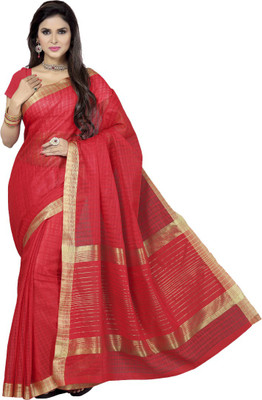 

Rani Saahiba Woven Kota Doria Art Silk Saree(Red)