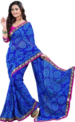 

Oomph! Embroidered Fashion Chiffon Saree(Blue, Indigo blue;magenta