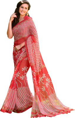 

Helixenterprise Printed Fashion Handloom Cotton Saree(Red)