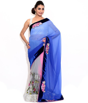 

AVR FASHIONS Solid Fashion Viscose Saree(Blue)