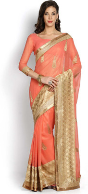 

Soch Embroidered Fashion Viscose Saree(Red), Peach