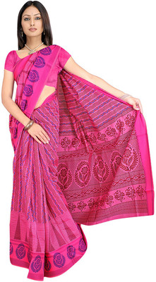 

Desi Butik Embroidered Fashion Chanderi Saree(Pink)