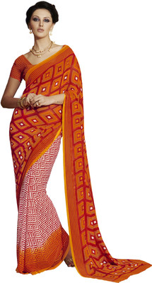 

Jiya Self Design, Printed Fashion Georgette Saree(Multicolor, Orange, Red, White