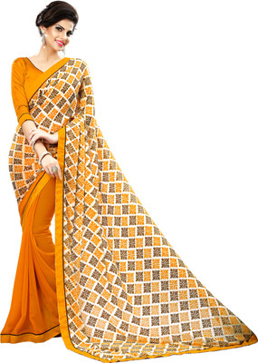 

Jiya Self Design, Printed Fashion Georgette Saree(Multicolor, Orange)