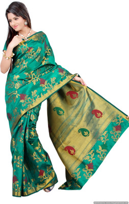 

Mimosa Embroidered Kanjivaram Handloom Art Silk Saree(Green), Rama