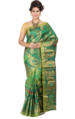 

Mimosa Woven Kanjivaram Art Silk Saree(Green)