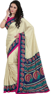 

Right Shape Printed Bollywood Art Silk Saree(Beige)