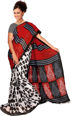 

Vardan Prints Printed Bollywood Georgette Saree(White, Black), Black;white