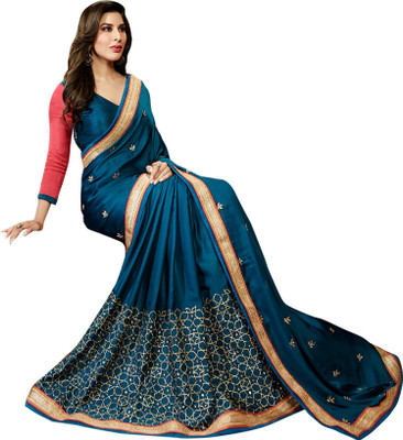 

Brijraj Embellished Fashion Satin Saree(Dark Blue)