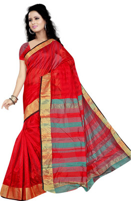 

Party Wear Dresses Printed Fashion Art Silk Saree(Red)