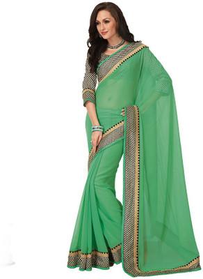 

Party Wear Dresses Printed Fashion Pure Chiffon Saree(Green)