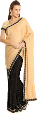 

Soch Self Design Fashion Silk Saree(Beige, Black)
