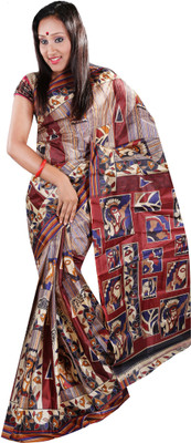 

Anushree Saree Printed Fashion Silk Saree(Multicolor), Brown