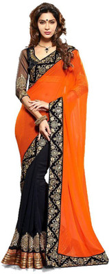 

Aksh Fashion Embroidered Fashion Georgette Saree(Orange)