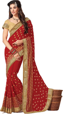 

Aarti Apparels Embroidered Bollywood Chiffon Saree(Red)
