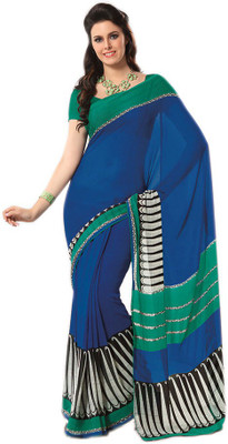 

Party Wear Dresses Printed Fashion Pure Chiffon Saree(Blue)