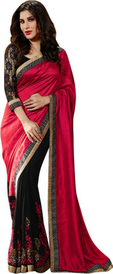 

Brijraj Embellished Fashion Georgette Saree(Pink, Black), Black;pink