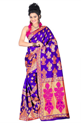 

Weavedeal Embellished Kanjivaram Handloom Silk Cotton Blend Saree(Blue)