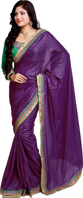 

Ishin Embellished Fashion Satin Saree(Purple)