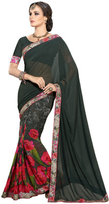 

Khoobee Self Design, Printed, Embellished Fashion Georgette Saree(Dark Green, Multicolor)