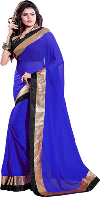 Ansu Fashion Solid Fashion Georgette Saree(Green)