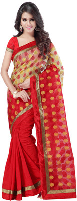 

Weavedeal Embellished, Self Design Banarasi Banarasi Silk Saree(Red)