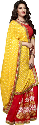 

Khoobee Self Design, Embellished, Embroidered Fashion Jacquard, Chiffon Saree(Red, Yellow)