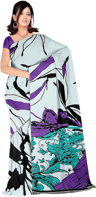 

Parisha Printed Fashion Georgette Saree(White, Purple), Purple;white