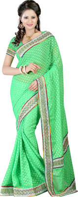 

Ansu Fashion Self Design Fashion Georgette Saree(Green)