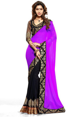 

Stylezone Embroidered Bollywood Chiffon Saree(Purple)