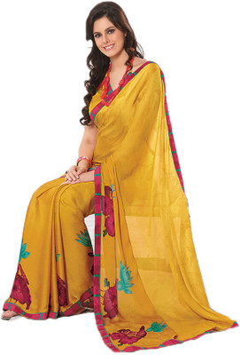 

Indian Wear Online Printed Fashion Pure Chiffon Saree(Multicolor)