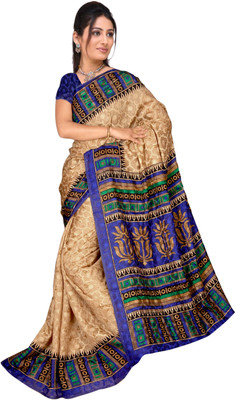 

Vardan Prints Printed Bollywood Polycotton Saree(Brown, Blue), Blue;brown