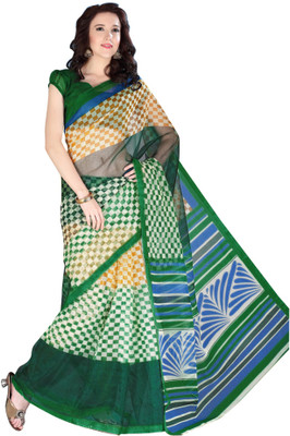 Khushali Self Design, Printed Fashion Art Silk Saree(Green, Multicolor), Green;multi