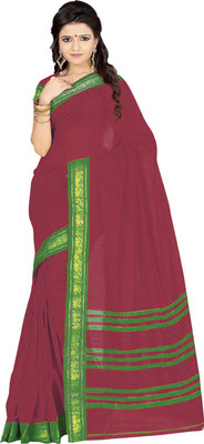 

Urban Vastra Solid Mangalagiri Cotton Saree(Maroon), Maroon-red