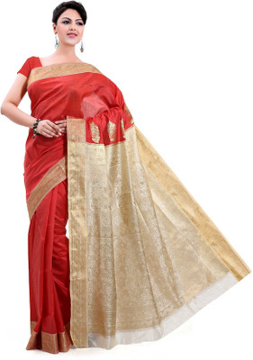 

Ishin Floral Print Art Silk Saree(Red