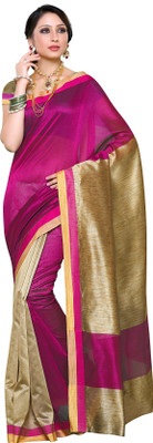 

Mimosa Woven Kanjivaram Cotton Saree(Purple, Mejantha