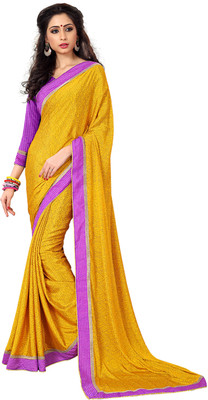 

Jiya Self Design, Printed Fashion Crepe Saree(Yellow)
