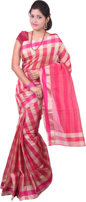 

Mimosa Woven Ikkat Handloom Cotton Saree(Pink)