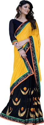 

Parisha Embroidered Fashion Georgette Saree(Black)