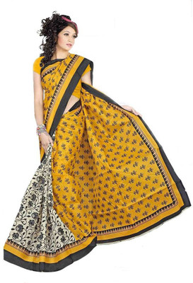 

Softdeal Printed Bhagalpuri Printed Silk Saree(Yellow)