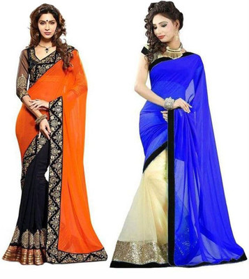 

Stylezone Self Design Fashion Chiffon Saree(Pack of 2, Multicolor)