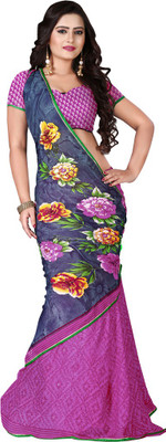 Khushali Self Design, Printed Fashion Georgette Saree(Pink)