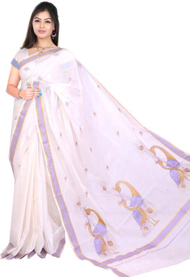 

Fashionkiosks Self Design Balarampuram Handloom Cotton Saree(Multicolor), Cream