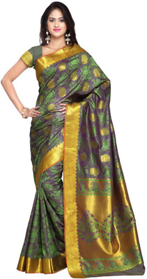 Parisha Printed Daily Wear Art Silk Saree(Grey, Purple)